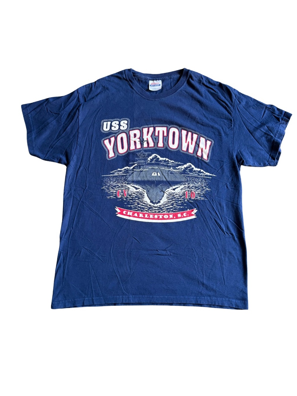 Hanes Navy Blue USS Yorktown Graphic Tee